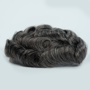 Sistema de Cabello Humano, Peluca Completa de Encaje Suizo, Tupé Hecho a Mano para Hombre, Transpirable, Color 1B Mezclado con 50% de Cabello Gris Blanco, Peluca para Hombre - Product Image 5