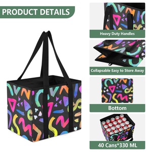 Wholesale Custom Colorful Print Convenient Large Capacity Kitchen Reusable Grocery <b>Bags</b> <b>Foldable</b> Shopping Box for Travel - Product Image 3