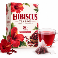 Sachets de thé d'hibiscus en marque blanche OEM ODM, 100 % naturels, infusions de roselle séchée, sachets de thé pyramidaux sans conservateurs