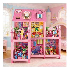 Casa de Muñecas Inspirada en una Mansión de Ensueño con Balcón, Piscina, Tobogán, Ascensor, Muebles, Juguete de Regalo - Product Image 1