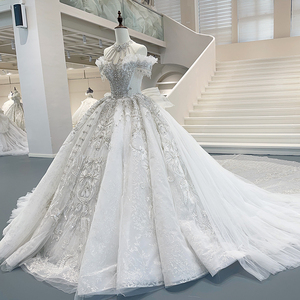 สำหรับ GT002แจนเซมเบอร์ชุดแต่งงานลูกไม้แบบคล้องคอหางยาวประดับด้วยดอกไม้งานเย็บปะติดคริสตัลหรูหราทันสมัย - Product Image 3