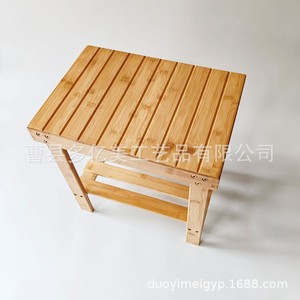 Tabouret de douche en bambou avec étagère de rangement 40x28x40cm Antidérapant Utilisation intérieure et extérieure - Product Image 3
