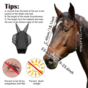 Masque pour chevaux bleu respirant anti-UV pour l'équitation - Product Image 3