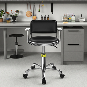 Taburete de Bar de cuero antiestático moderno, fábrica al por mayor, muebles de salón para comedor de belleza para barberías, laboratorios, metal - Product Image 2