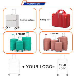 Ensemble <span class=keywords><strong>de</strong></span> bagages en PP 3 ou 4 pièces, légers et durables, valises à roulettes avec 4 roues pivotantes pour les voyages d'affaires - Product Image 4