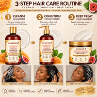 Shampooing hydratant intensif, après-shampoing, masque capillaire, miel de Manuka, huile de Mafura, extrait de figue, huile de baobab pour cheveux secs, abîmés et bouclés