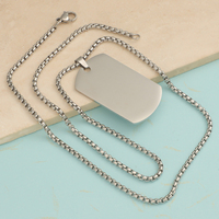 Collier avec pendentif en acier inoxydable poli miroir Hip Hop, logo gravé personnalisé, code QR, pendentif d'identification