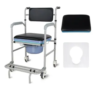 Sıcak satış tuvalet sandalyesi kapalı Engelli Duş Komodin Sandalye Tekerlekli