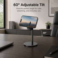 Support de chargeur sans fil rapide 25W en alliage d'aluminium, station de charge de bureau 2 en 1, support de téléphone pour smartphone et écouteurs TWS