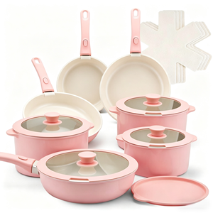 Ensemble de 6 ustensiles de cuisine en céramique antiadhésifs durables avec poignées amovibles, compatibles induction, casseroles et poêles avec couvercles en verre, lavables au lave-vaisselle - Product Image 5