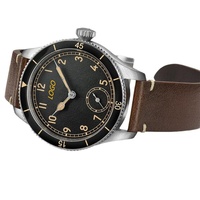 Montre à quartz avec boîtier en acier inoxydable personnalisé, logo personnalisé, analogique, cristal saphir acrylique, résistance à l'eau 5 BAR, style militaire vintage pour homme