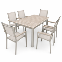Ensemble de chaises de jardin modernes et durables avec cadre en aluminium à 6 sièges Ensemble de salle à manger extérieure à transfert de chaleur pour villa et salon
