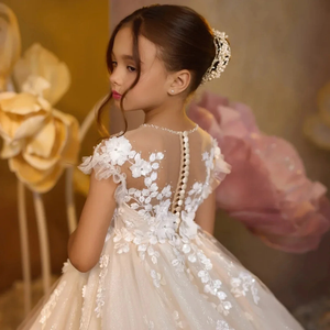 Vestido de <span class=keywords><strong>Primera</strong></span> Comunión para Niña, Vestido Formal con Hombros Descubiertos, Vestido de Princesa Blanco para Niña, Atuendo de Dama de Honor para Boda - Product Image 4