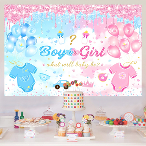 Sfondo Fotografico per Rivelazione del Sesso del Bambino, Palloncini Rosa e Blu per Baby Shower, Cosa Sarà il Sesso del Bambino? - Product Image 2