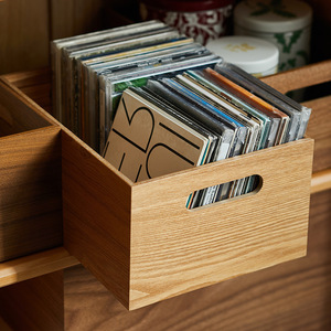 Solid Wood Desktop Organizer <b>Box</b> Natural Black Walnut Open Top With Compartments For <b>Makeup</b> Storage - Product Image 3