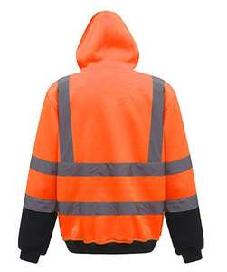 Felpe con cappuccio Pullover riflettente ad alta visibilità EN ISO 20471 classe <span class=keywords><strong>2</strong></span>/ ANSI classe <span class=keywords><strong>2</strong></span> felpa di sicurezza a maniche lunghe giallo influenza - Product Image 6