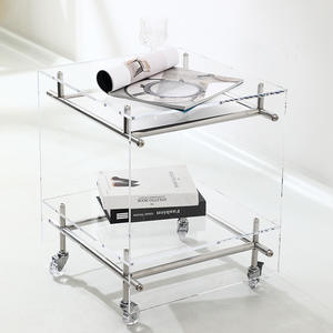 Acrylic Storage Cart With <b>Wheels</b> Multi Tier Shelf Transparent Side Table For Living Room Bedroom Modern Design - Product Image 2