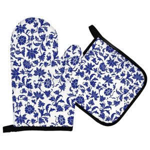 Ensemble de gants de four et de porte-casseroles en tissu de coton avec logo imprimé personnalisé résistant à la chaleur et au lave-vaisselle écologique pour la cuisine - Product Image 4