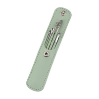 Qcyn Y181 – Kit de nettoyage d'oreilles en acier inoxydable et PU, portable, avec porte-clés, gratte-oreilles spiralé et cuillère à ressort pour l'élimination du cérumen
