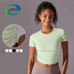 Active Wear Training women's gym clothes nude feeling fitness top workout yoga crop tops Slim Fit short sleeve T Shirts