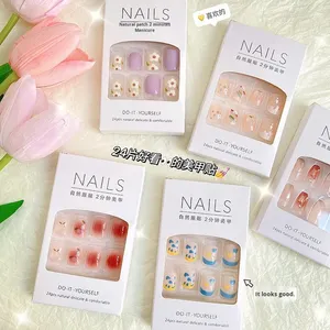 Verano nuevo estilo Ins-Style usable plástico lujo cubierta completa blanqueamiento parches de uñas extraíbles piezas de uñas cortas de larga duración - Product Image 2