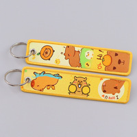 Porte-clés brodé personnalisé style simple, porte-clés brodé personnalisable en polyester avec anneau métallique pour la rentrée scolaire