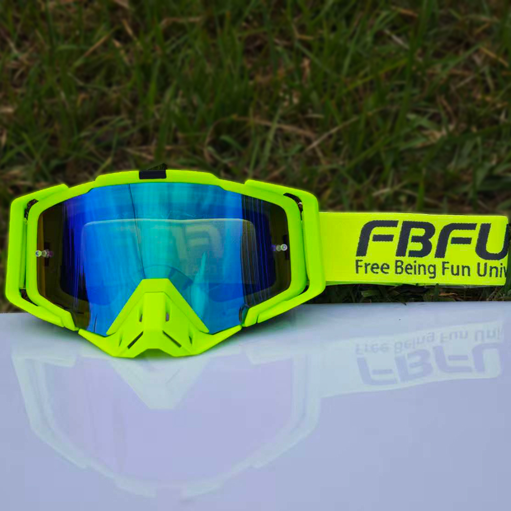 Lunettes bleues à monture verte fluo