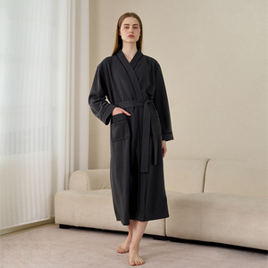 Factory Wholesale Summer Unisex Adult Waffle Bathrobe Men Soft Quick <strong>Dry</strong> Spa Bathrobe Solid Gown <strong>Women</strong> Waffle <strong>Robes</strong> - Product Image 4