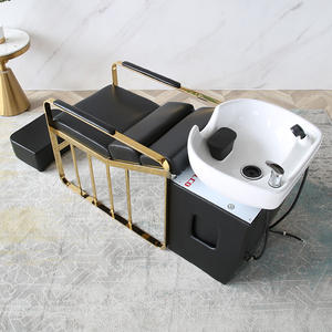 Chaise de lavage inclinable en noir avec lavabo, idéale pour salon de coiffure, offre spéciale, - Product Image 5