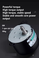 Moteur synchrone à aimant permanent à arbre excentrique 50KTYZ, 24V 7W, réducteur à engrenages positif et négatif, moteur AC miniature
