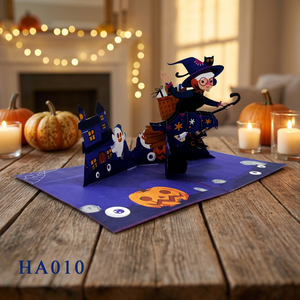 Tarjeta 3D Pop Honeycomb Hecha a Mano con Diseño de Bruja de Halloween, para Bodas, Cumpleaños, Acción de Gracias, Personalizada, al Mejor Precio al por Mayor - Product Image 3