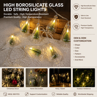 Guirlande lumineuse LED en verre personnalisée, mini arbres décoratifs en borosilicate, fonctionnant sur piles, fournisseur ODM, coffret cadeau