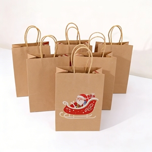 <span class=keywords><strong>Vente</strong></span> flash - Sacs en papier cadeau biodégradables et recyclables personnalisés avec poignée, emballage en papier kraft brun - Product Image 4
