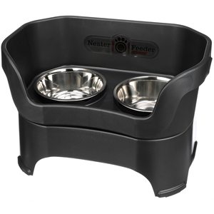 Alimentador <span class=keywords><strong>Neater</strong></span> Deluxe com extensões de perna para cães médios-Mess Proof Pet Alimentador com aço inoxidável Food & Water Bowls