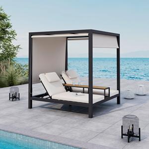 Hotel Jardín Piscina Daybed Muebles de exterior Tumbona Cama de sol Tienda de campaña con marco de aluminio Cama con dosel - Product Image 1