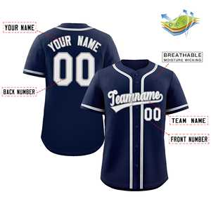 Camiseta de béisbol auténtica de estilo clásico, color azul marino, blanco y gris, personalizada - Product Image 2