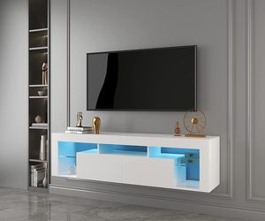 Soportes <span class=keywords><strong>de</strong></span> TV <span class=keywords><strong>de</strong></span> <span class=keywords><strong>estilo</strong></span> moderno, <span class=keywords><strong>centro</strong></span> <span class=keywords><strong>de</strong></span> <span class=keywords><strong>entretenimiento</strong></span> flotante montado en la pared con luces LED, almacenamiento <span class=keywords><strong>de</strong></span> altura ajustable, para sala <span class=keywords><strong>de</strong></span> estar - Product Image 5