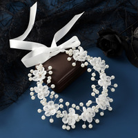 Diadème de mariée transfrontalier Europe et Amérique, fait main, super féerique, en tissu, perles, fil de soie, fleur, bandeau pour cheveux, mariage