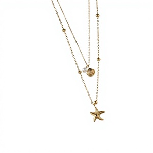 สร้อยคอ SILIN 2024 รุ่นใหม่ ดีไซน์หวาน ประดับทอง 18K บนทองแดง ลายสัตว์ ไม้ไผ่ โซ่แบบสปอร์ต เปลือกหอย ปลาดาว มุก  แบบซ้อนชั้น - Product Image 1