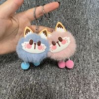 Porte-clés en peluche pompon avec oreilles de chat porte-bonheur, créatif et mignon, pour la décoration de sac à dos, breloques pour sac, cadeaux