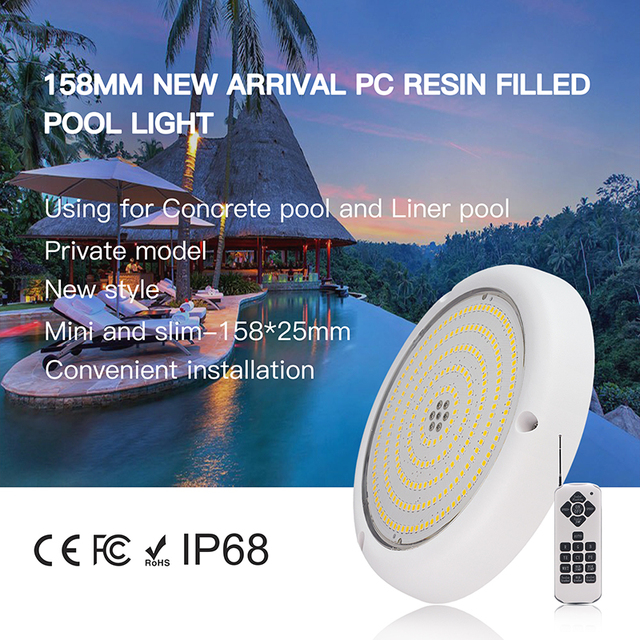IP68 Waterproof RGB Pool Light with Remote Control LED Display Screen 12W/18W AC/DC12V for Indoor/Outdoor Swimming Pool