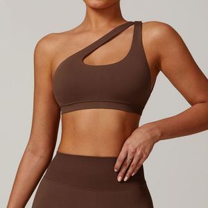 Soutien-gorge <span class=keywords><strong>de</strong></span> yoga asymétrique sexy pour femme, léger, à séchage rapide, respirant, antichoc, avec logo frontal - Product Image 5