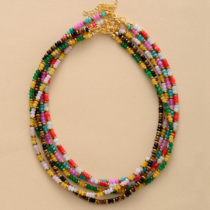 Colorful Beaded Choker <b>Necklace</b> Multilayered Jewelry Party Wear Fashion <b>Statement</b> Piece - Product Image 1