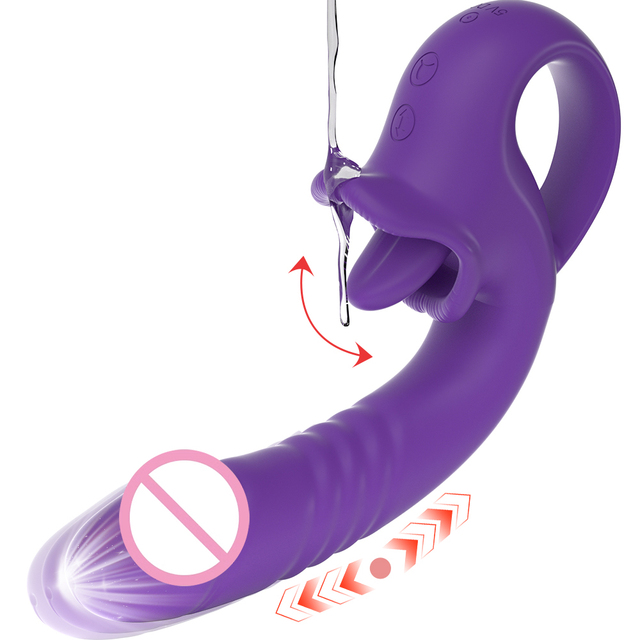 Telescopic Dildo Vibrator for Women 10 Thrusting Modes G Spot Clitoral Stimulator Vagina Massage Tongue Licking Adult Sex Toy