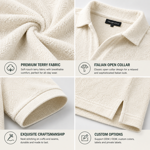 Polo de punto ligero de algodón mezclado para hombre, personalizado, de felpa francesa, sin botones, con cuello en V, estilo playero y resort - Product Image 2