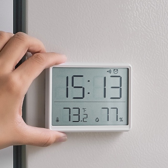 Ultra Slim LCD Digital Clock 8218 Large Display Wall Mountable Alarm Clock with Temperature Humidity Monitor for Bedroom Office