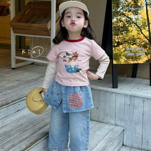Girls Spring Korean Style Cute Two Piece Set T Shirt Loose Jeans Cotton Cartoon Print For Baby Girls - Product Image 2