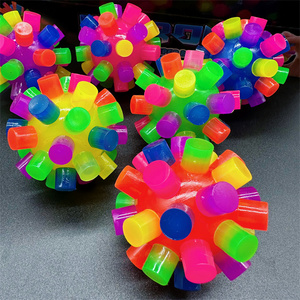 ลูกบอลยางเรืองแสง HAPU TPR พร้อมไฟ LED ของเล่นบีบคลายเครียด ของเล่นสัมผัส ลูกบอลเด้งดึ๋ง ลูกบอลเรืองแสงสีรุ้ง - Product Image 3