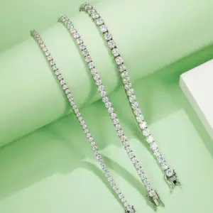 New Arrivals Iced Out Moissanite Tennis Chain 925 Sterling Silver 18K Gold Plated Moissanite Tennis Bracelet Necklace