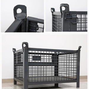 Di alta qualità 500kgs 600kgs pieghevole in rete metallica zincata contenitore gabbia di stoccaggio in metallo carrello di rotolamento di carico attrezzature di stoccaggio - Product Image 3